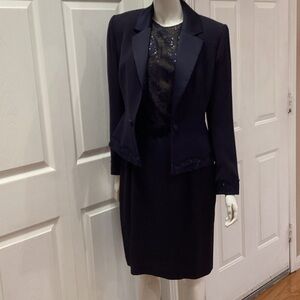 Chic Navy Women's Suit - Dress And Jacket